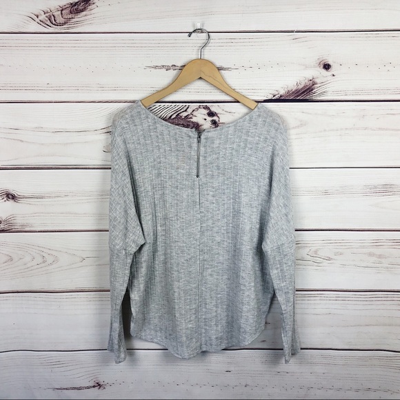 Green Envelope Gray Ribbed Long Sleeve Slouch Tee - Picture 6 of 7